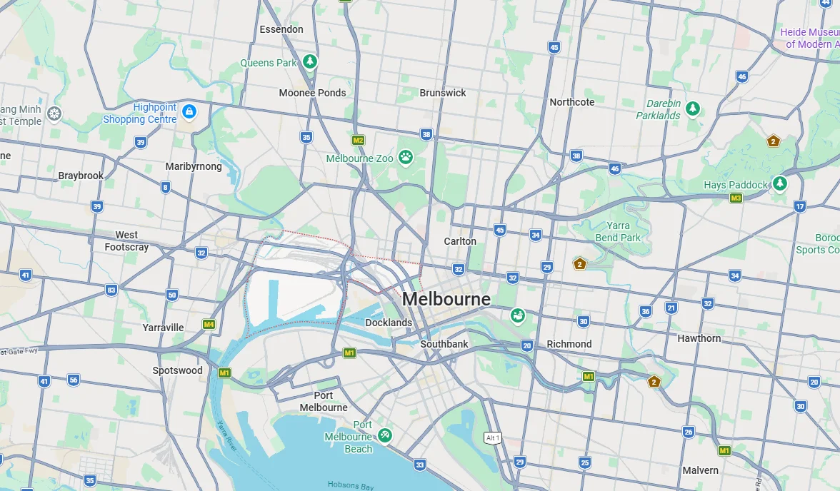 Melbourne west plumbing service area map