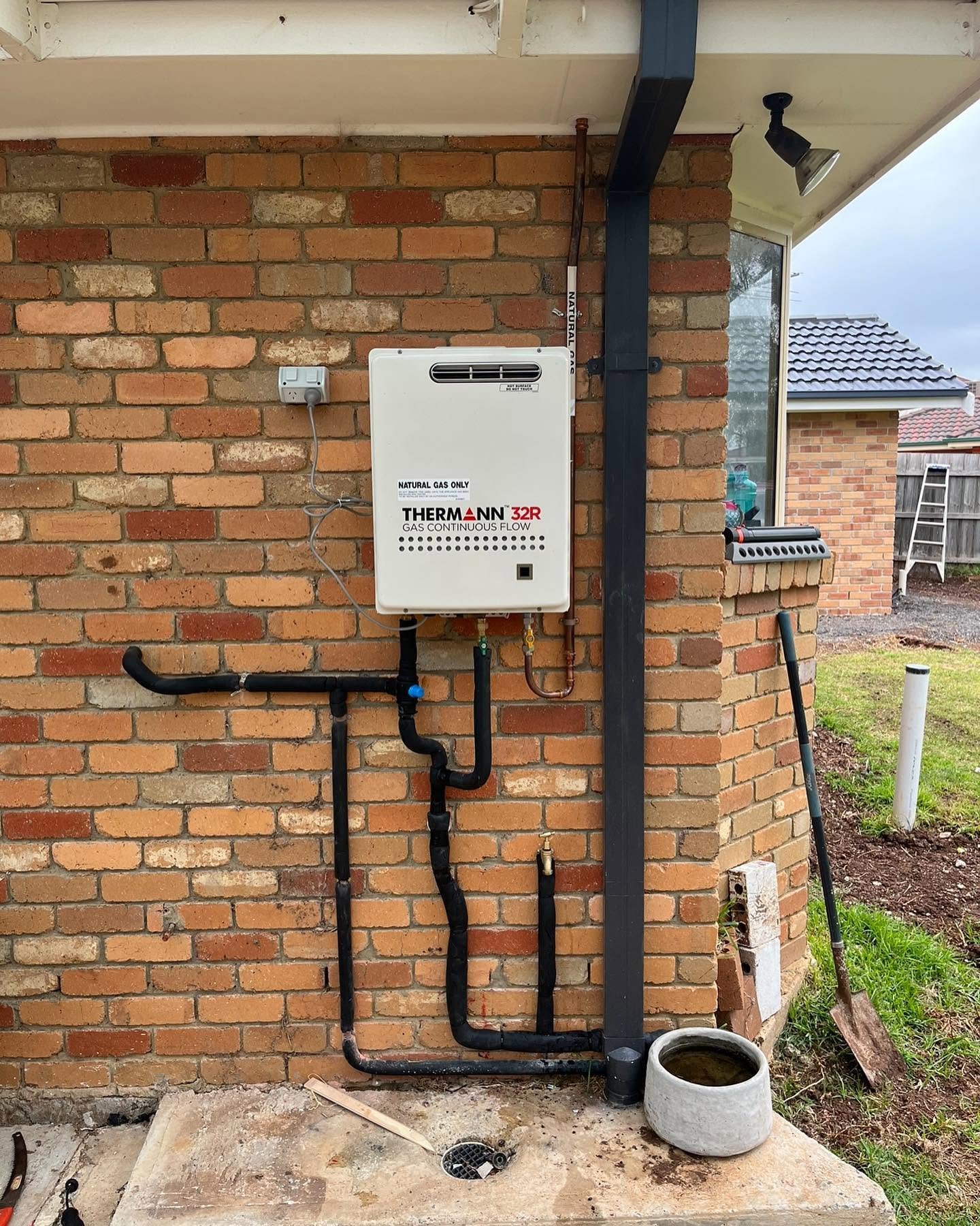 Completed plumbing work after
